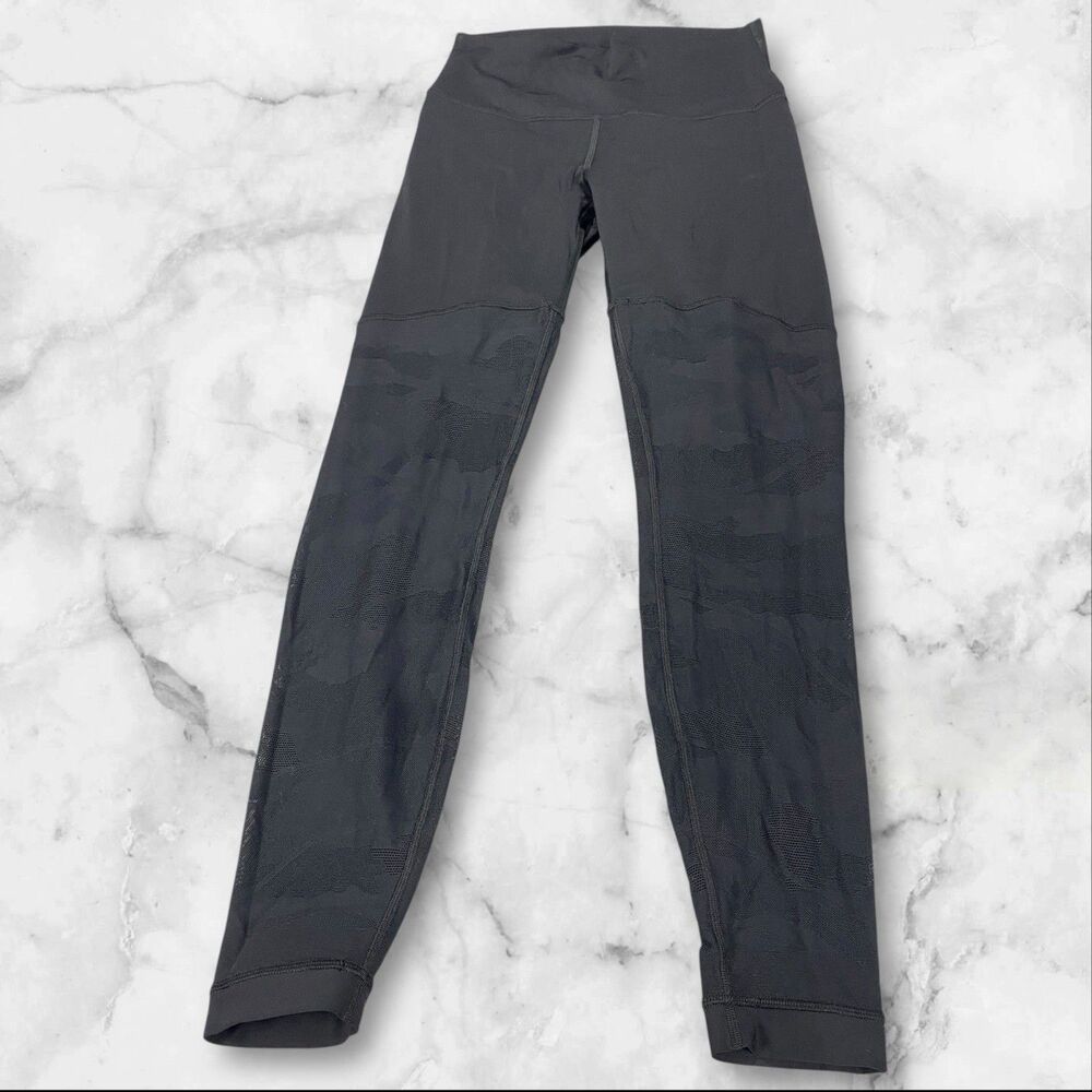 Lululemon Sheer‎ Will Tight 26" BLACK Camo MESH Size 8